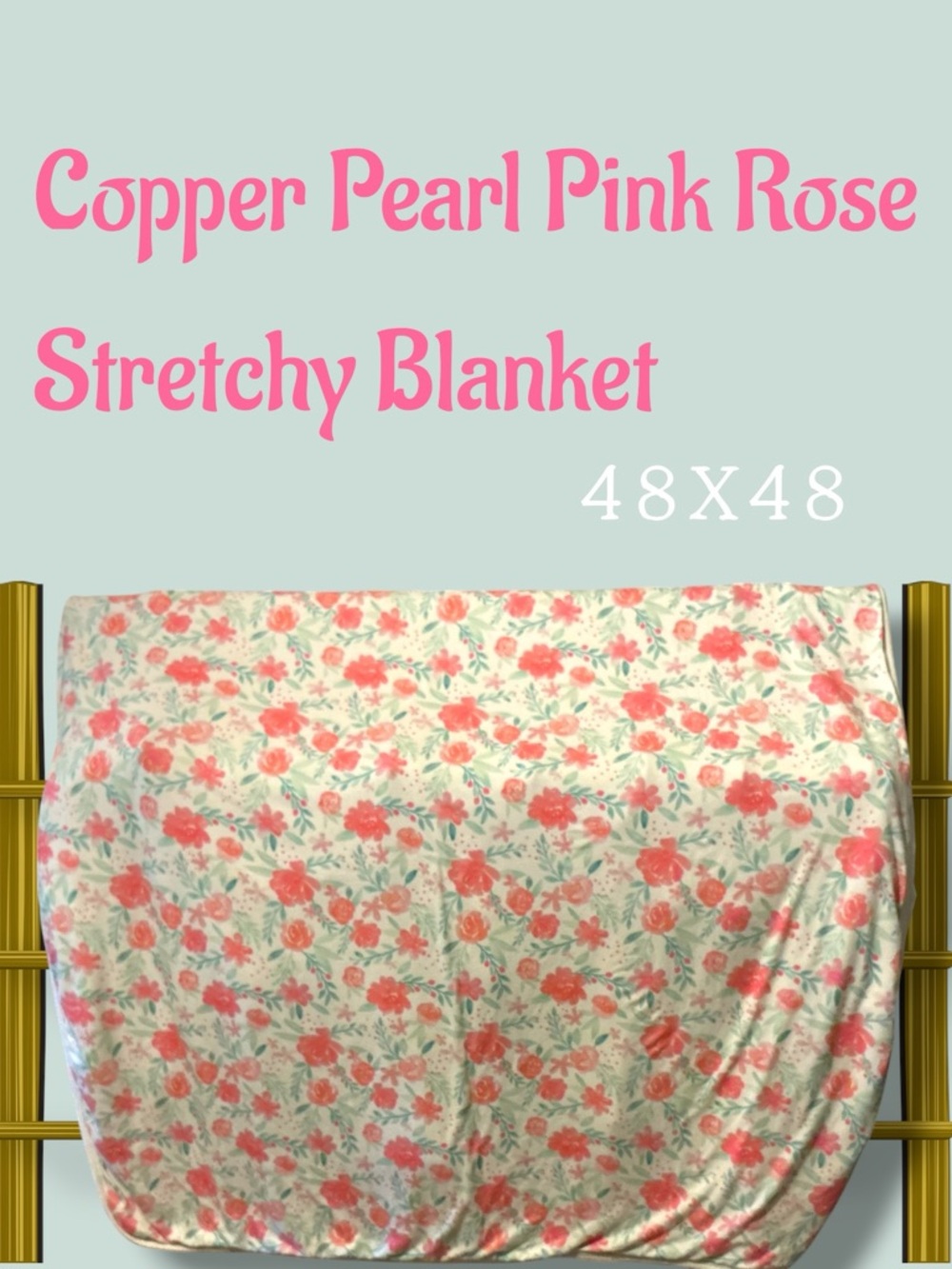 🌺Copper Pearl Pink Rose Floral Stretchy Blanket
